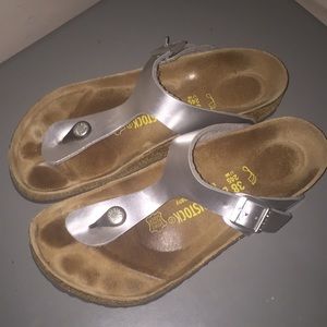 Birkenstock gizeh sandals silver Birkoflor 38 L 7